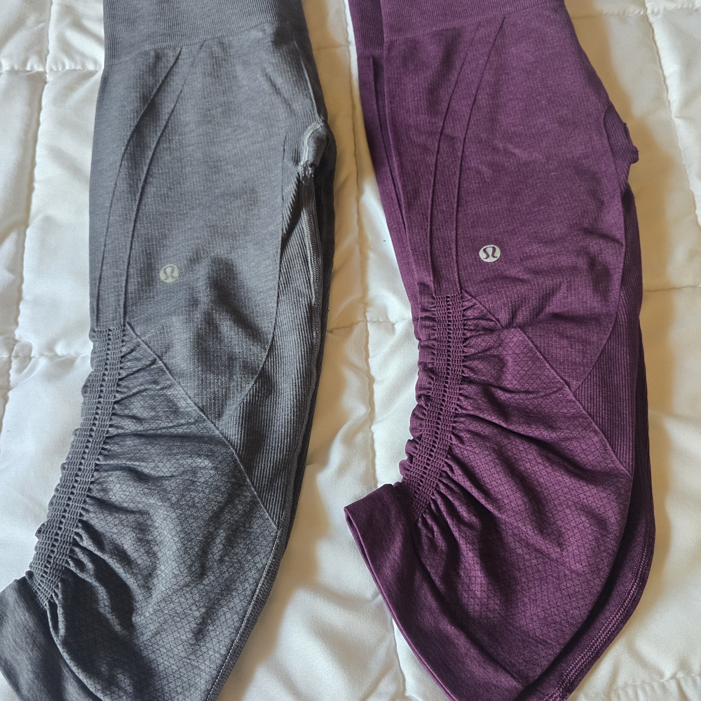 Lululemon Compression Style Leggings Pair - Gray & Plum